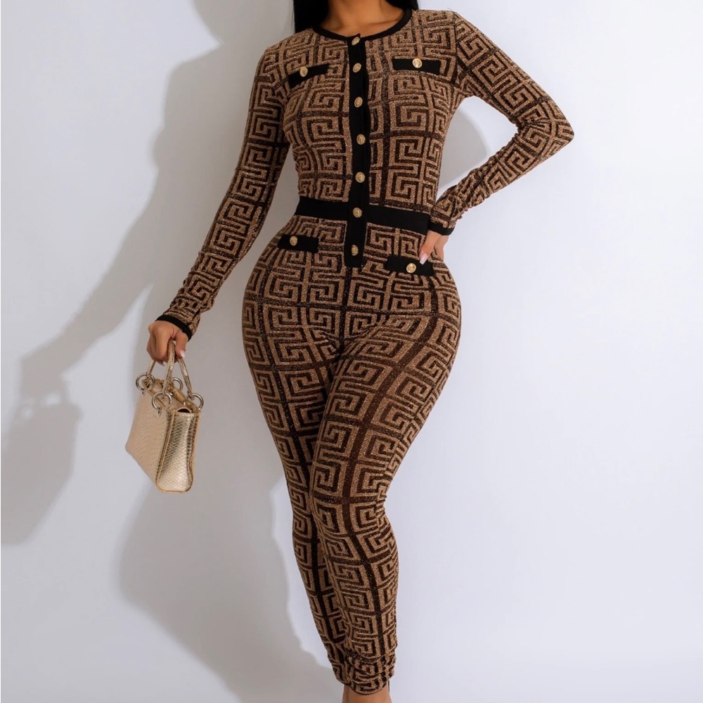Metallic Gold and black Jumpsuit